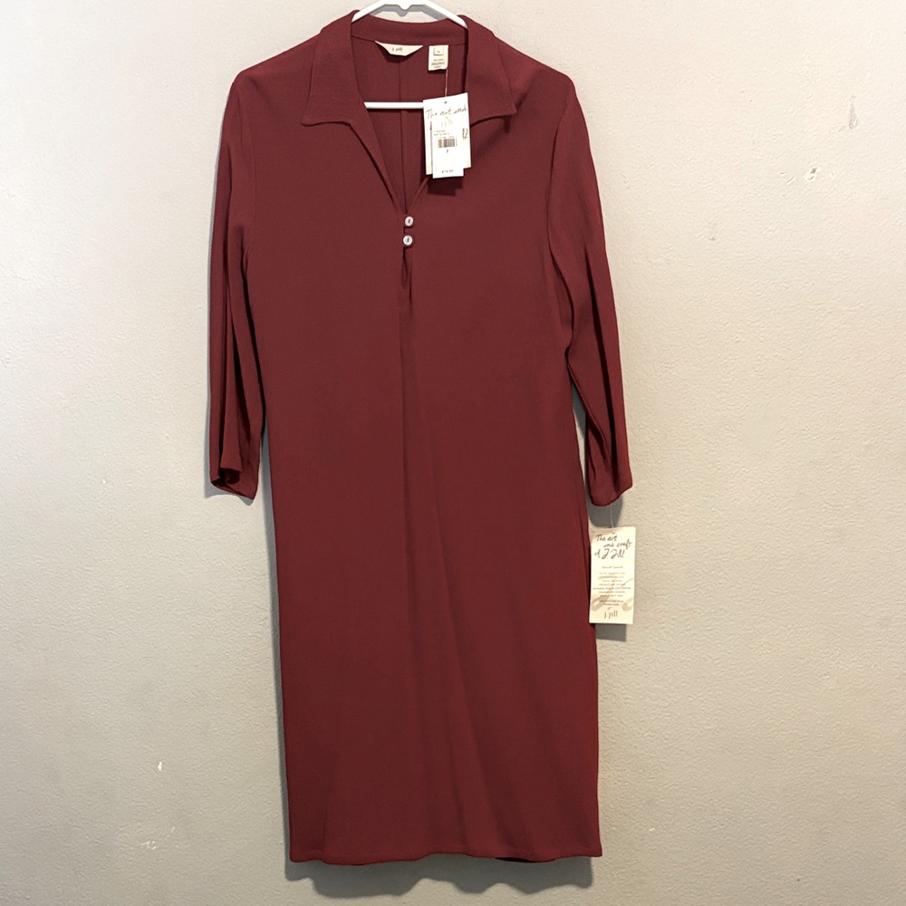 J Jill Maroon Long Sleeve Dress with Tags Size M
